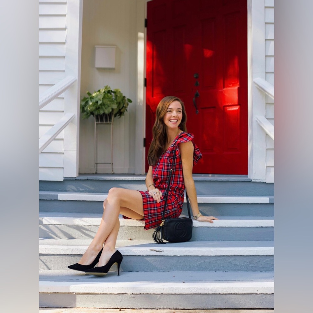 Draper James Angie Check Ruffle Shift Dress - Picture 2 of 12